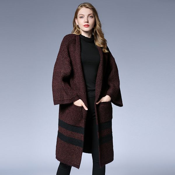 2018 fashion women striped sweaters long coat autumn winter flare sleeves women big size sweater cardigan gray/coffee color, White;black
2018 fashion women striped sweaters long coat autumn winter flare sleeves women big size sweater cardigan gray/coffee color, White;black