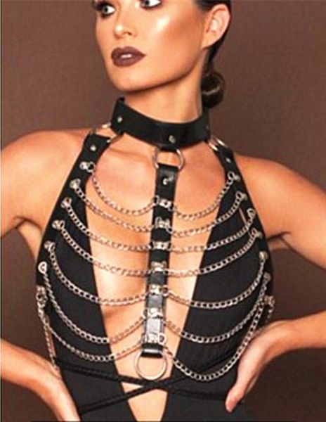 amazing gothic black pu leather belt bondage straps bra lingerie statement body chains tassel harness necklace punk body jewelry, Slivery;golden
amazing gothic black pu leather belt bondage straps bra lingerie statement body chains tassel harness necklace punk body jewelry, Slivery;golden