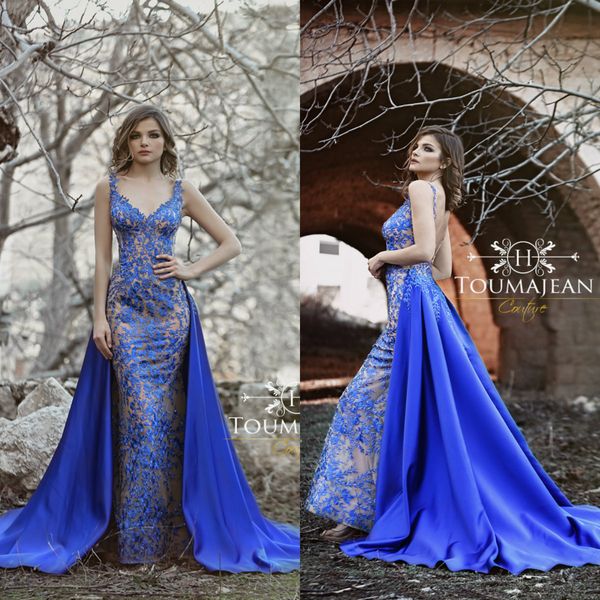 toumajean classy mermaid prom dresses with detachable train illusion bodice lace appliqued evening gowns dubai arabic formal party dresses, Black
toumajean classy mermaid prom dresses with detachable train illusion bodice lace appliqued evening gowns dubai arabic formal party dresses, Black
