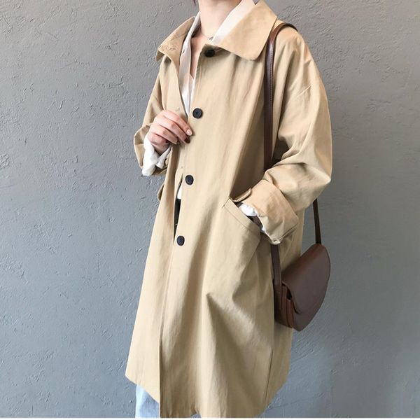 2020 spring autumn trench coat for women streetwear length single breasted straight cotton coats female outerwear hk435, Tan;black
2020 spring autumn trench coat for women streetwear length single breasted straight cotton coats female outerwear hk435, Tan;black