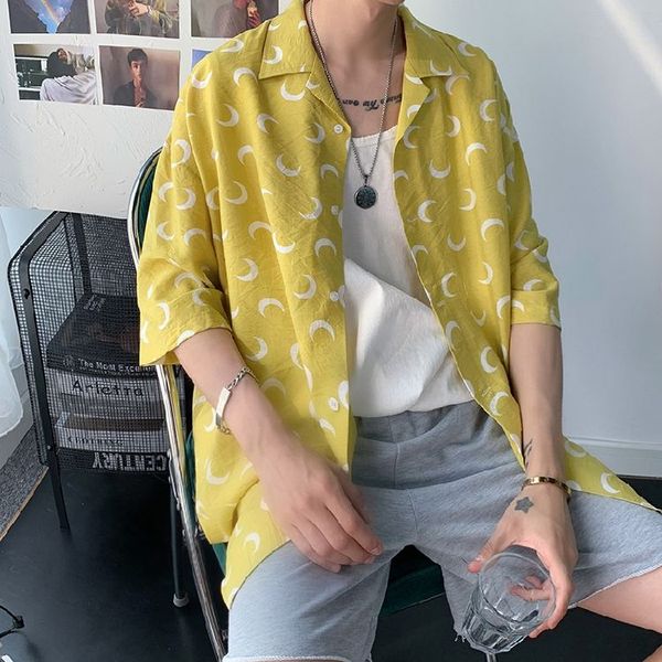 men's casual shirts 2021 summer youth simple printed loose five-point sleeve shirt fashion jacket black/white/yellow, White;black
men's casual shirts 2021 summer youth simple printed loose five-point sleeve shirt fashion jacket black/white/yellow, White;black
