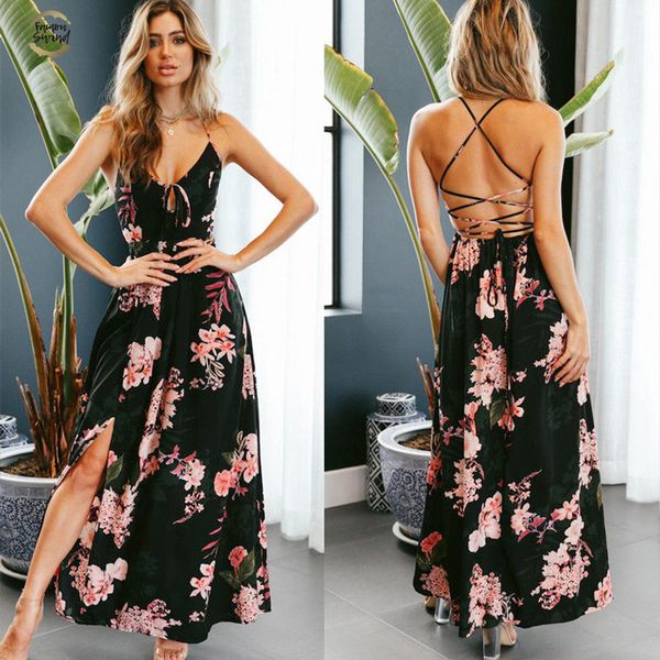 dresses women v neck spaghetti straps side printed lace up ankle length backless slit floral long maxi dress, Black;gray
dresses women v neck spaghetti straps side printed lace up ankle length backless slit floral long maxi dress, Black;gray