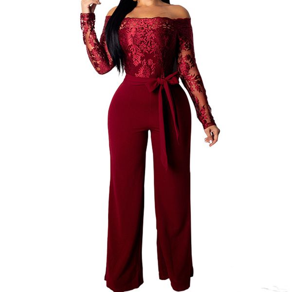 off shouler slash neck embroidery lace insert rompers women jumpsuits tied waist casual one piece overalls, Black;white
off shouler slash neck embroidery lace insert rompers women jumpsuits tied waist casual one piece overalls, Black;white