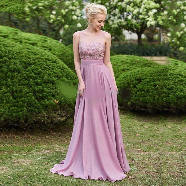 country bridesmaid dresses beaded sheer jewel neck lace wedding guest dress appliqued floor length chiffon maid of honor gowns, White;pink
country bridesmaid dresses beaded sheer jewel neck lace wedding guest dress appliqued floor length chiffon maid of honor gowns, White;pink