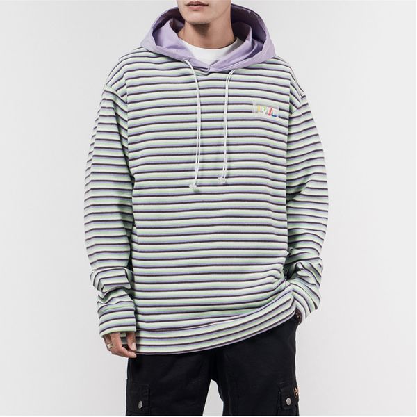 2019 autumn and winter new japanese striped print loose hooded sweatshirt fashion casual pullover men's gray / purple m-xl, Black
2019 autumn and winter new japanese striped print loose hooded sweatshirt fashion casual pullover men's gray / purple m-xl, Black