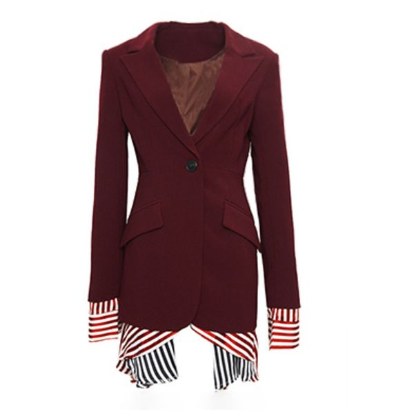 deat 2019 spring new suit collar long sleeve stitching single button small suit fashion women's jacket qf352, White;black
deat 2019 spring new suit collar long sleeve stitching single button small suit fashion women's jacket qf352, White;black