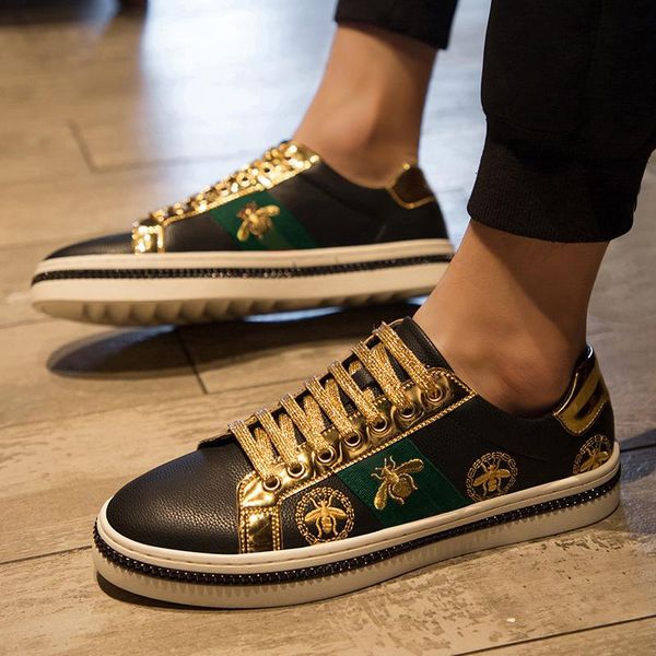 men's casual desinger shoes men black skate sneakers pu leather golden luxury embroidery c04
men's casual desinger shoes men black skate sneakers pu leather golden luxury embroidery c04