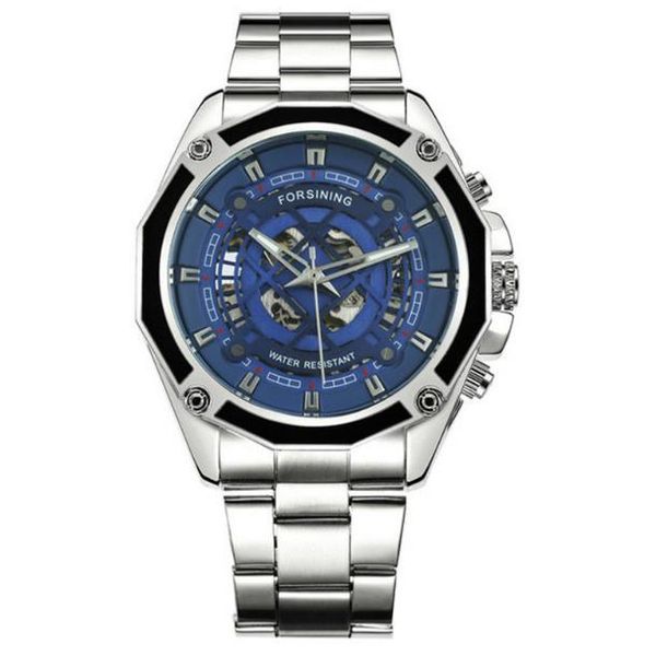 men's fashion leisure watch blue hollow waterproof automatic mechanical watch alloy watchband folding buckle fashion items, Slivery;brown
men's fashion leisure watch blue hollow waterproof automatic mechanical watch alloy watchband folding buckle fashion items, Slivery;brown