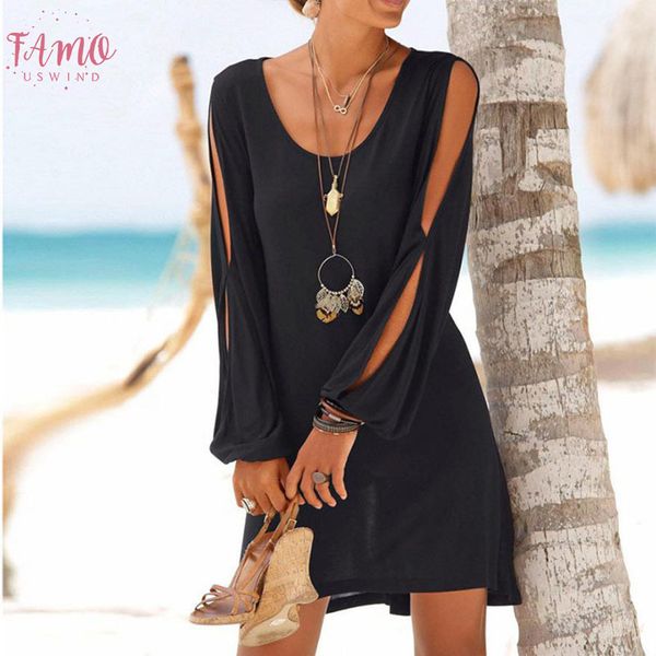 dress fashion women casual o neck hollow out sleeve straight dress solid beach style mini dress women 2020, Black;gray
dress fashion women casual o neck hollow out sleeve straight dress solid beach style mini dress women 2020, Black;gray