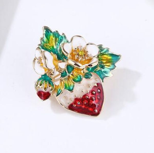 

trendy red strawberry enamel brooches for men women's classic fruits weddings party banquet brooch women's accessories, Gray