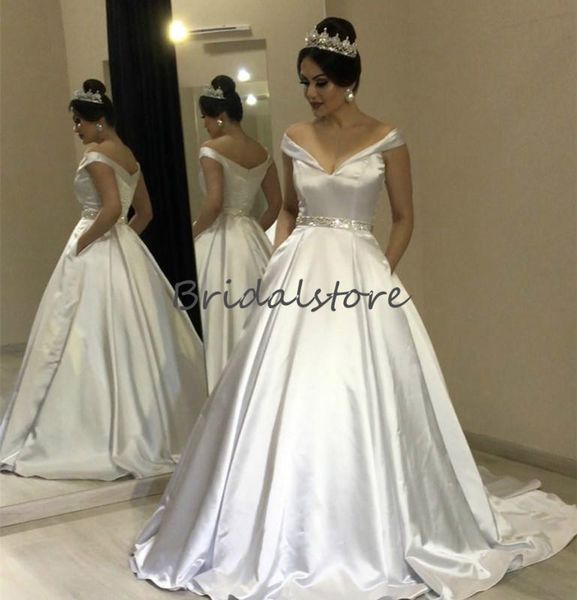 princess ivory off shoulders wedding dresses a line silk satin beaded sash vintage country wedding gown zipper back bridal with pocket, White
princess ivory off shoulders wedding dresses a line silk satin beaded sash vintage country wedding gown zipper back bridal with pocket, White