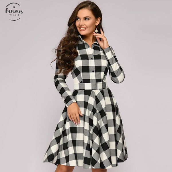 elegant plaid dress women turn down collar long sleeve knee length dress female sashes vintage autumn office lady dress vestidos, Black;gray
elegant plaid dress women turn down collar long sleeve knee length dress female sashes vintage autumn office lady dress vestidos, Black;gray