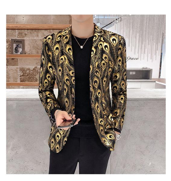 mens british style blazers velvet chaqueta elegante hombre gold printed slim fit blazer mens party clothes dress singer, White;black
mens british style blazers velvet chaqueta elegante hombre gold printed slim fit blazer mens party clothes dress singer, White;black
