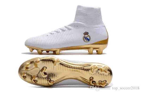 gold white real madrid soccer cleats mercurial superfly fg soccer shoes high ankle cristiano ronaldo mens football boots
gold white real madrid soccer cleats mercurial superfly fg soccer shoes high ankle cristiano ronaldo mens football boots