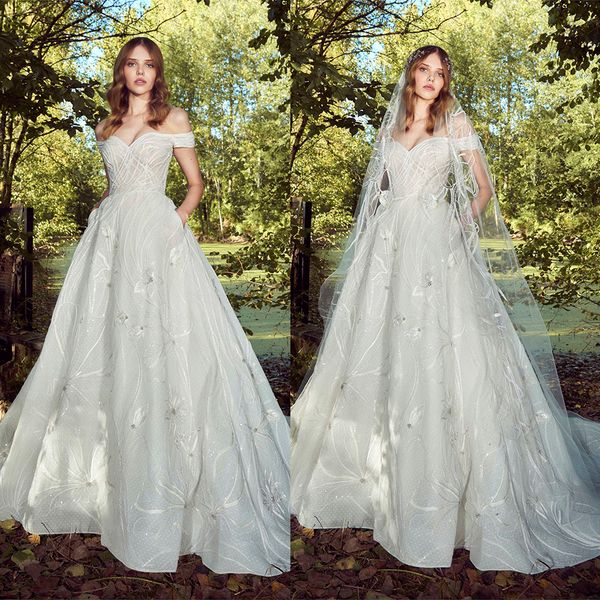 elegant zuhair murad a line wedding dresses off shoulder sleeveless lace applique sequins wedding gowns sweep train robe de mariée, White
elegant zuhair murad a line wedding dresses off shoulder sleeveless lace applique sequins wedding gowns sweep train robe de mariée, White