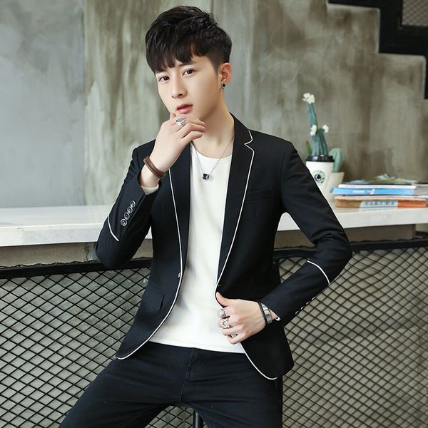 fall 2019 new white blaer men's cultivate one's morality fashion suits teenagers, White;black
fall 2019 new white blaer men's cultivate one's morality fashion suits teenagers, White;black