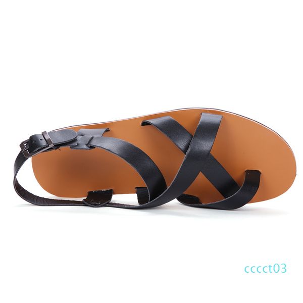 2020 summer men sandals leather vintage flat heel solid buckle beach gladiator sandals shoes breathable men flip flops ct3, Black 
2020 summer men sandals leather vintage flat heel solid buckle beach gladiator sandals shoes breathable men flip flops ct3, Black