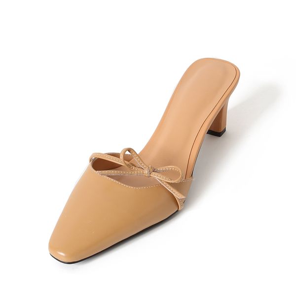 bow tie women slippers solid customize med heel handmade summer for ladies mo24, Black
bow tie women slippers solid customize med heel handmade summer for ladies mo24, Black