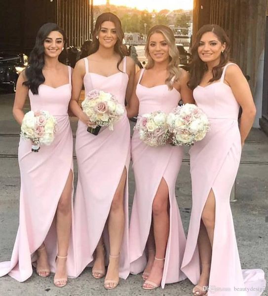 classic pink mermaid bridesmaid dress long front side split spaghetti neck covered zipper back maid of honor gowns customize, White;pink
classic pink mermaid bridesmaid dress long front side split spaghetti neck covered zipper back maid of honor gowns customize, White;pink