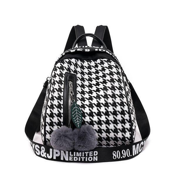 female backpack houndstooth pattern backpack mini mochila waterproof nylon fashion design femme mochila 2020
female backpack houndstooth pattern backpack mini mochila waterproof nylon fashion design femme mochila 2020