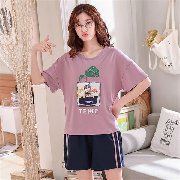 2019 new style women's pajamas 100% pure cotton pyjama femme short-sleeved shorts home clothes for women cartoon pijama mujer, Blue;gray
2019 new style women's pajamas 100% pure cotton pyjama femme short-sleeved shorts home clothes for women cartoon pijama mujer, Blue;gray