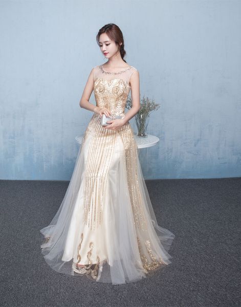 2019 new champagne dark red scoop prom dresses vestido de festa formal party dress luxury gold sequin evening dress v-back, Black
2019 new champagne dark red scoop prom dresses vestido de festa formal party dress luxury gold sequin evening dress v-back, Black