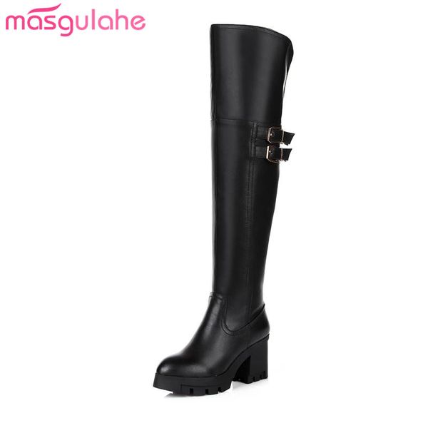 masgulahe over the knee boots wearproof buckles genuine leather boots zipper look slimmer thick heels winter womens shoes, Black
masgulahe over the knee boots wearproof buckles genuine leather boots zipper look slimmer thick heels winter womens shoes, Black