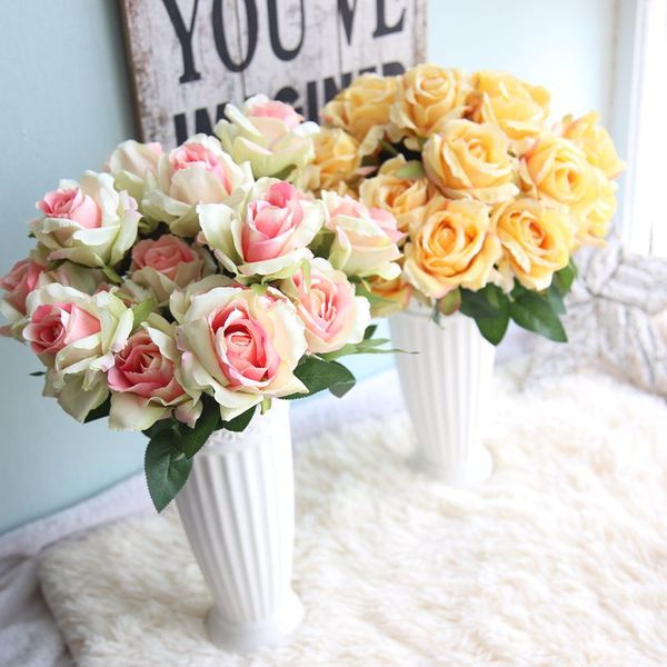 7 rose heads artificial silk fake flowers leaf rose wedding floral decor bouquet for living room home decor
7 rose heads artificial silk fake flowers leaf rose wedding floral decor bouquet for living room home decor