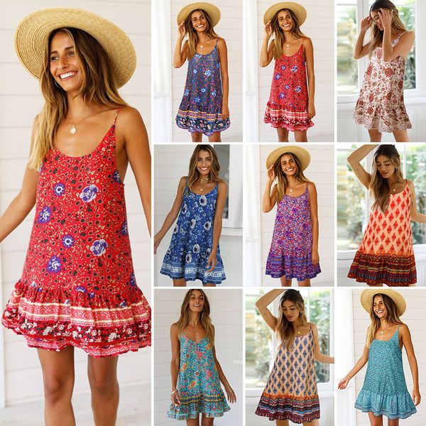 2019 location printing flower dew back v collar camisole skirt small fresh fold lotus leaf edge dress, Red;white
2019 location printing flower dew back v collar camisole skirt small fresh fold lotus leaf edge dress, Red;white