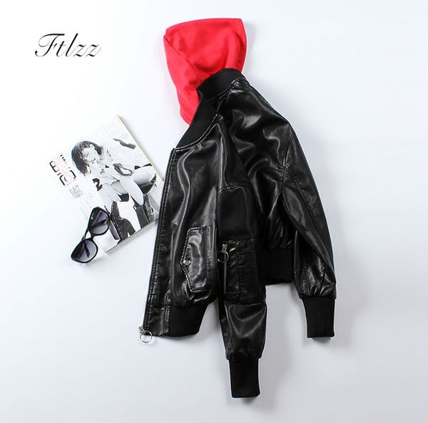 ladies' leather jackets 2018 new spring autumn bikers short coats women causal long sleeved hooded red faux leather jcakets, Black
ladies' leather jackets 2018 new spring autumn bikers short coats women causal long sleeved hooded red faux leather jcakets, Black