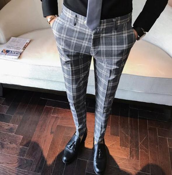 men dress pant plaid business casual slim fit pantalon a carreau homme classic vintage check suit trousers wedding pants, White;black
men dress pant plaid business casual slim fit pantalon a carreau homme classic vintage check suit trousers wedding pants, White;black