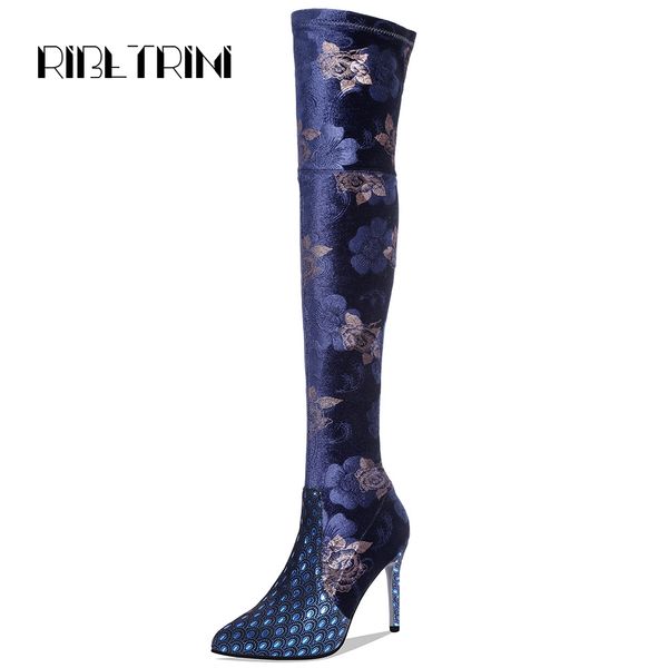 ribetrini women sock slim over knee thigh high long boots 2019 high heel point toe party shoes woman flower boots, Black
ribetrini women sock slim over knee thigh high long boots 2019 high heel point toe party shoes woman flower boots, Black