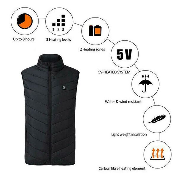 2019 electric heated vest usb charging thermal heat winter warm warmer casual solid color zipper, Black;white
2019 electric heated vest usb charging thermal heat winter warm warmer casual solid color zipper, Black;white