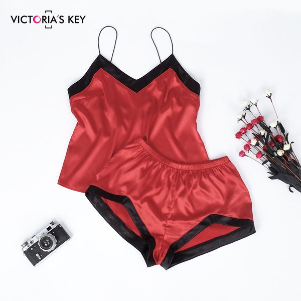 victoria's key red sleeveless satin cami with shorts pajama set women 2019 autumn ladies sleepwear female nightgowns, Black;red
victoria's key red sleeveless satin cami with shorts pajama set women 2019 autumn ladies sleepwear female nightgowns, Black;red