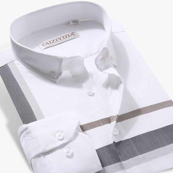 luxury men's long sleeved social striped dress shirt soft button-down collar regular fit work smart casual shirt, White;black
luxury men's long sleeved social striped dress shirt soft button-down collar regular fit work smart casual shirt, White;black