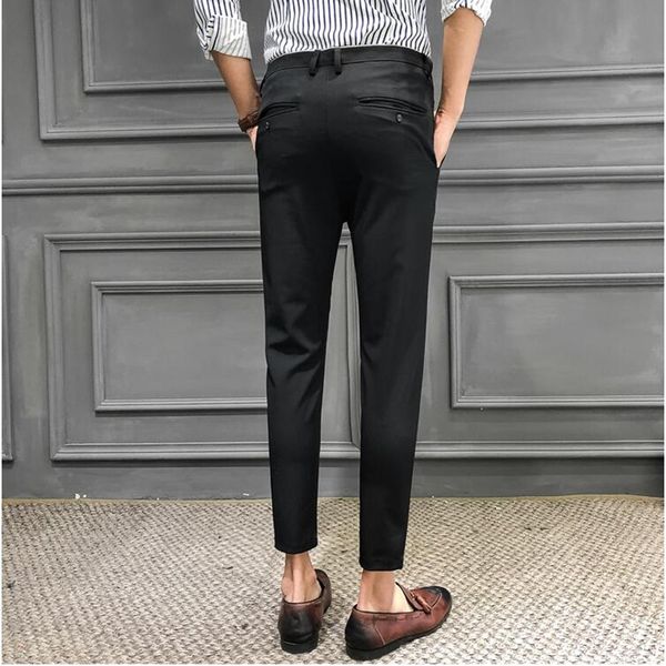 2019 summer men's nine pants casual solid color slim feet trousers fashion men's classic business casual suit pants, White;black
2019 summer men's nine pants casual solid color slim feet trousers fashion men's classic business casual suit pants, White;black