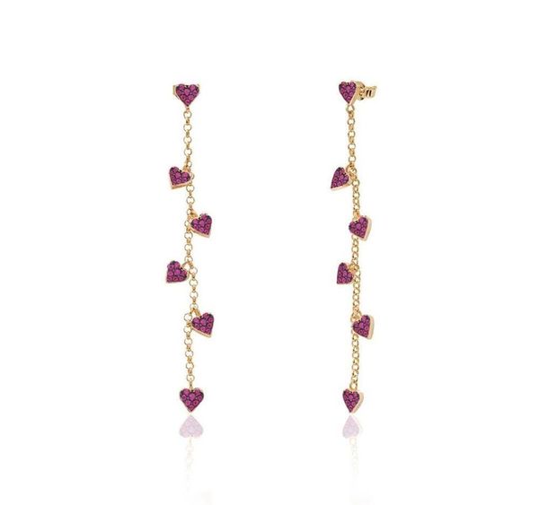 gold rose gold color red cz tiny heart charms long tassel chain dangling earring fashion trendy women jewelry, Silver
gold rose gold color red cz tiny heart charms long tassel chain dangling earring fashion trendy women jewelry, Silver