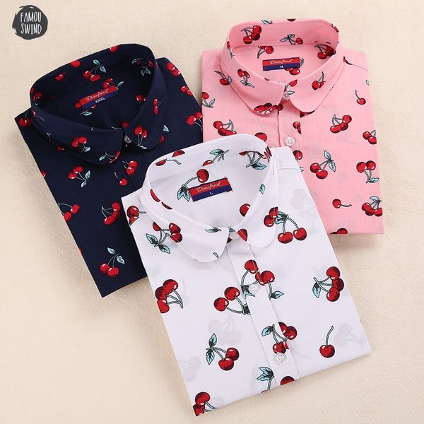 women blouses print cotton long sleeve school work office shirts casual ladies cherry women fashion clothing, White
women blouses print cotton long sleeve school work office shirts casual ladies cherry women fashion clothing, White