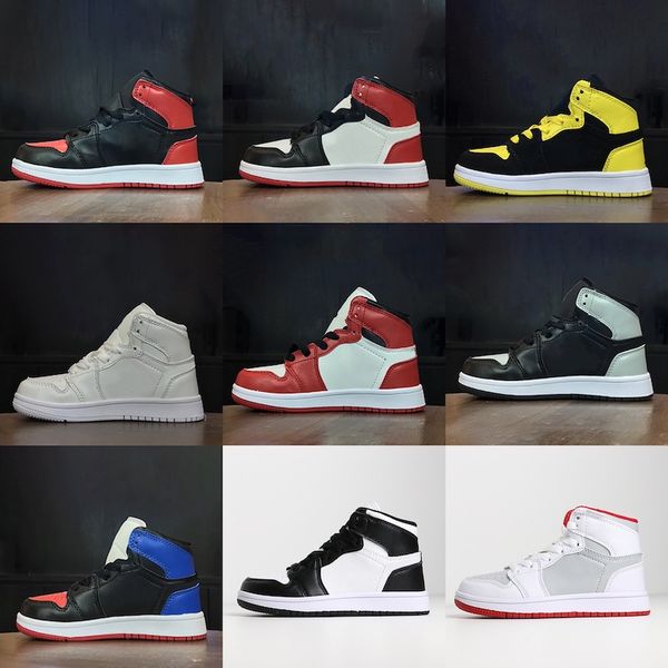 

Nike Air Jordan 1 Детская обувь OG 1 1s Баскетбольная обувь Дети Boy Girl 1 Top 3 Bred Черные Красные