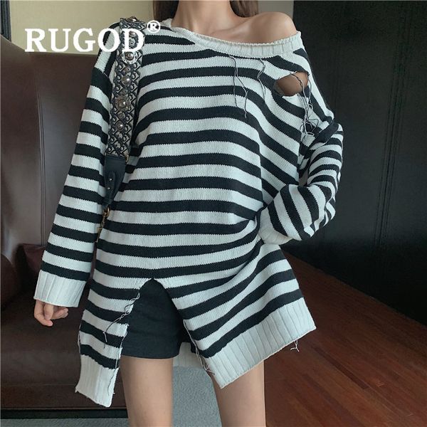 rugod 2019 new autumn women's sweater o neck stripe hole tassel split knit pullovers fashion femme casual eleagnt loose pull, White;black
rugod 2019 new autumn women's sweater o neck stripe hole tassel split knit pullovers fashion femme casual eleagnt loose pull, White;black