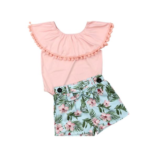 cute toddler kids baby girl summer outfits clothes sets pink tassel t-shirt +print shorts pant 2pcs, White
cute toddler kids baby girl summer outfits clothes sets pink tassel t-shirt +print shorts pant 2pcs, White