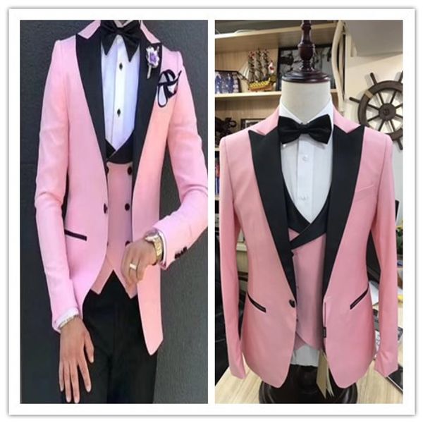 pink men suits male business dress host stage costume homme mariage groom groomsmen tuxedo masculino 3piece jacket pants vest, White;black
pink men suits male business dress host stage costume homme mariage groom groomsmen tuxedo masculino 3piece jacket pants vest, White;black