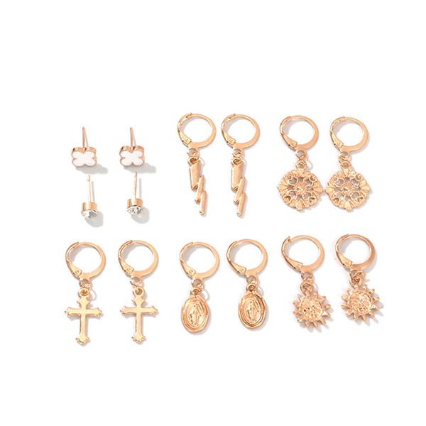 fashion luxury creative personality cross sun portrait earrings small ear hoop set men and women same gift, Silver
fashion luxury creative personality cross sun portrait earrings small ear hoop set men and women same gift, Silver