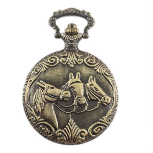 three horse head vintage quartz chain gifts for men women kids necklace pendant pocket watch, Slivery;golden
three horse head vintage quartz chain gifts for men women kids necklace pendant pocket watch, Slivery;golden
