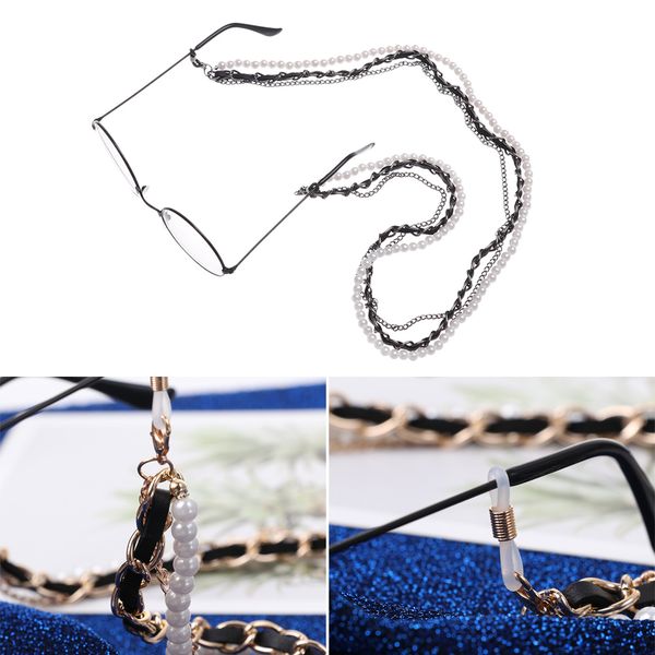 1pc fashion pearl leather glasses chain luxury golden silver black glasses holder lanyard straps neck chain eye wear accessories
1pc fashion pearl leather glasses chain luxury golden silver black glasses holder lanyard straps neck chain eye wear accessories