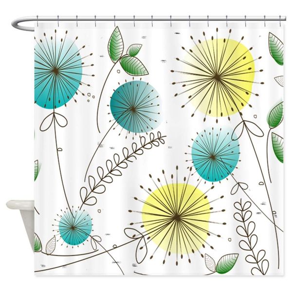 mid century dandelion clocks decorative fabric shower curtain 
mid century dandelion clocks decorative fabric shower curtain