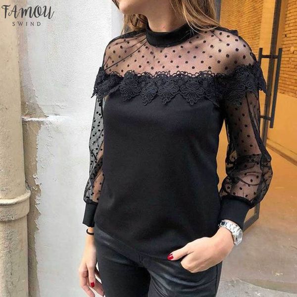 women mesh black blouse polka dot lace shirts strechy turtleneck ladies clothes 2020 summer new plus size, White
women mesh black blouse polka dot lace shirts strechy turtleneck ladies clothes 2020 summer new plus size, White