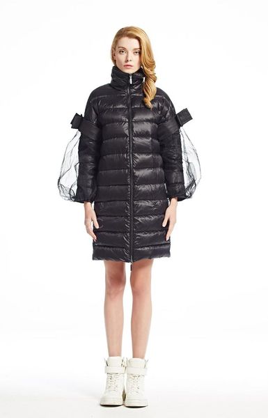 small lapel stitching flowerbed silhouette sleeve placket hand pocket white duck down coat, Black
small lapel stitching flowerbed silhouette sleeve placket hand pocket white duck down coat, Black