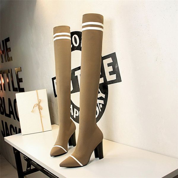 sock boots over the knee boots thick heel autumn women shoes fashion pointed heels thigh high high heels buty damskie, Black
sock boots over the knee boots thick heel autumn women shoes fashion pointed heels thigh high high heels buty damskie, Black