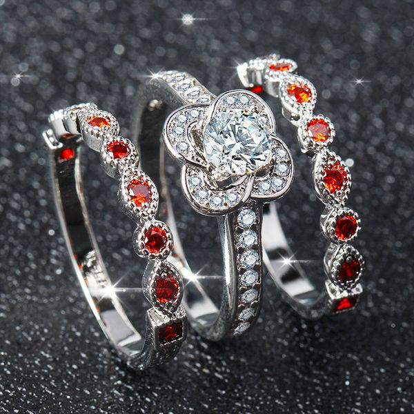 european luxury flower women's couple rings set delicate micro-inlaid zircon rings for wedding anniversary jewelry gift dropship, Silver
european luxury flower women's couple rings set delicate micro-inlaid zircon rings for wedding anniversary jewelry gift dropship, Silver